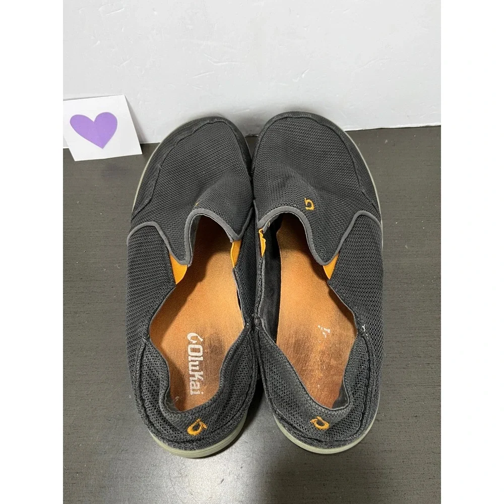 Olukai Nohea Mesh Men size 11 Gray Slip‎ Dock Beach Casual Sneakers Shoes